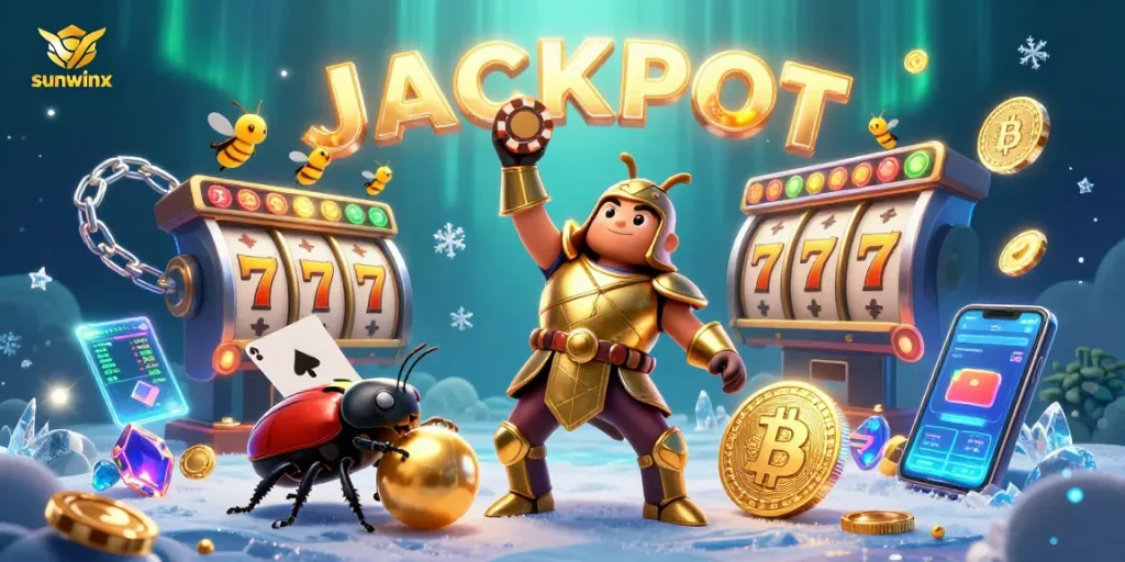 Experience thrilling wins at sunwinx with our dynamic casino scene filled with jackpot excitement.