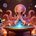 Engage with thrilling poker action at server thailand, featuring an alien octopus in a dynamic scene.
