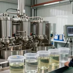 3 phase centrifuge in operational setting with technician monitoring the advanced separation process in an industrial environment.