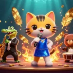 Menggali potensi viral4d dengan petualangan kasino gaya kartun, menampilkan kucing penyanyi jazz, buaya pemegang saksofon, dan beruang bermain drum.