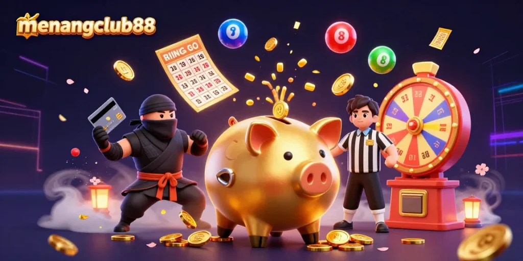 Experience the excitement of menangclub88 with dynamic lottery action and vivid casino elements in an engaging scene.