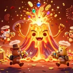 Discover thrilling jackpots and treasures with popo togel in this vibrant 3D casino scene.
