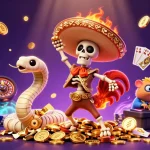 Experience ATI's vibrant casino scene featuring a festive rooster and thrilling gaming elements.