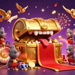 Experience the excitement of bandar togel online with animated treasure chest and casino elements!