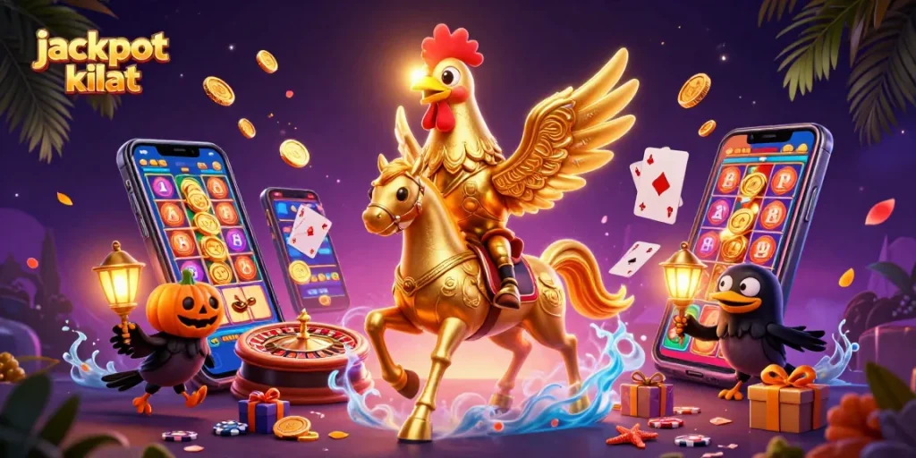 Experience jackpot kilat excitement in a vibrant casino scene filled with thrilling slot games.