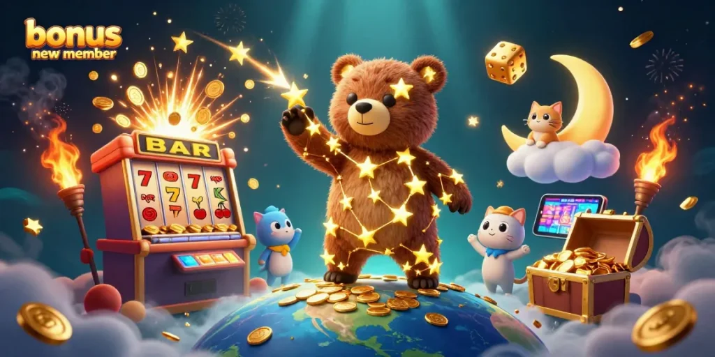 Join the excitement with our bonus new member offers, showcasing vibrant slots and casino games.