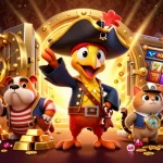 Slot menghibur dengan karakter bajak laut dan komponen kasino yang menawan.